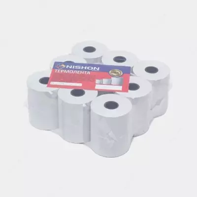 80×50 mm yengli “Nishon” termal lentasi (kvitansiya termal lentasi) oq