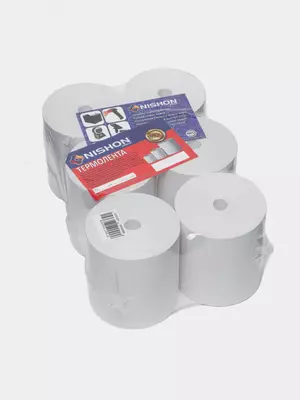 80×50 mm yengli “Nishon” termal lentasi (kvitansiya termal lentasi) oq