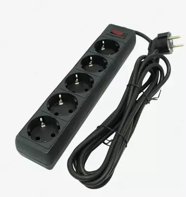 Elektr tasmasi - uzatma kabeli "Gembird" 2500W, 5 rozetka, 10A, 1,5 m, (Qora)