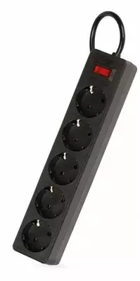 Elektr tasmasi - uzatma kabeli "Gembird" 2500W, 5 rozetka, 10A, 1,5 m, (Qora)