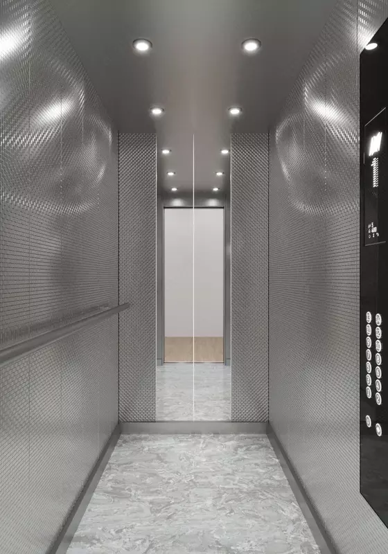 Лифт с кабиной из текстурированного металла
