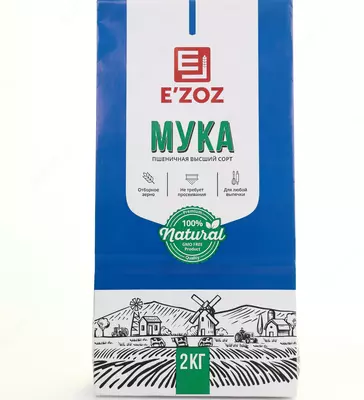 Пшеничная мука Эъзоз 2 кг — высший сорт для любой выпечки: от лепёшек до самсы - Цена по запросу