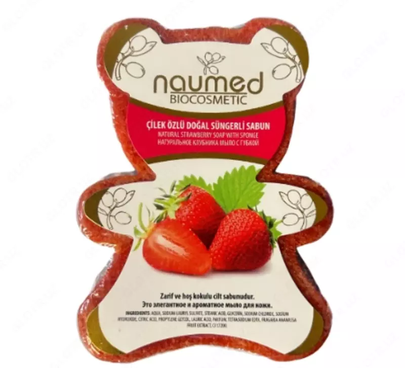 Мыло- мочалка в форме мишки с экстрактом клубники