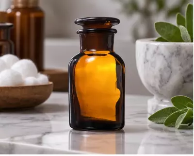 Склянка для реактивов 250 мл, широкое горло, притертая пробка, темное стекло