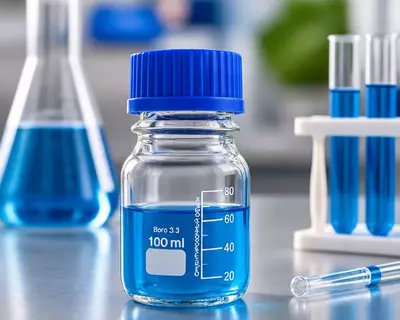 Reaktivlar uchun 100 ml hajmli, tiniq shishali, vintli qopqoqli, shkalali banka