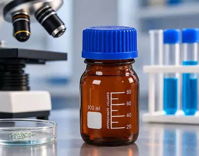 Reaktivlar uchun 100 ml hajmli, to‘q rangli shishali, vintli qopqoqli, shkalali banka