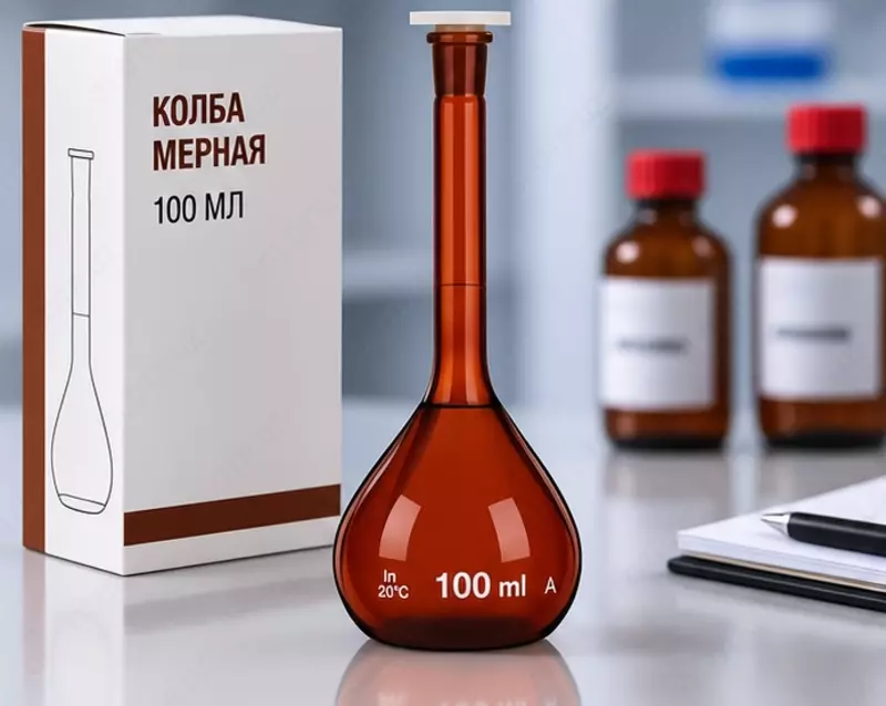 Колба мерная 2-100-2 темное стекло, класс А