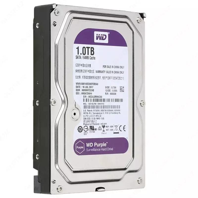 WD10PURX-78 WD Purple 1TB videokuzatuv uchun HDD (Original  Hikvision)