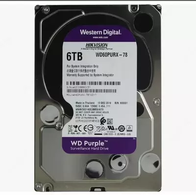 WD60PURX-78 WD Purple (Фиолетовый) 6TB HDD — профессиональный диск для видеонаблюдения  Hikvision (Оригинал)