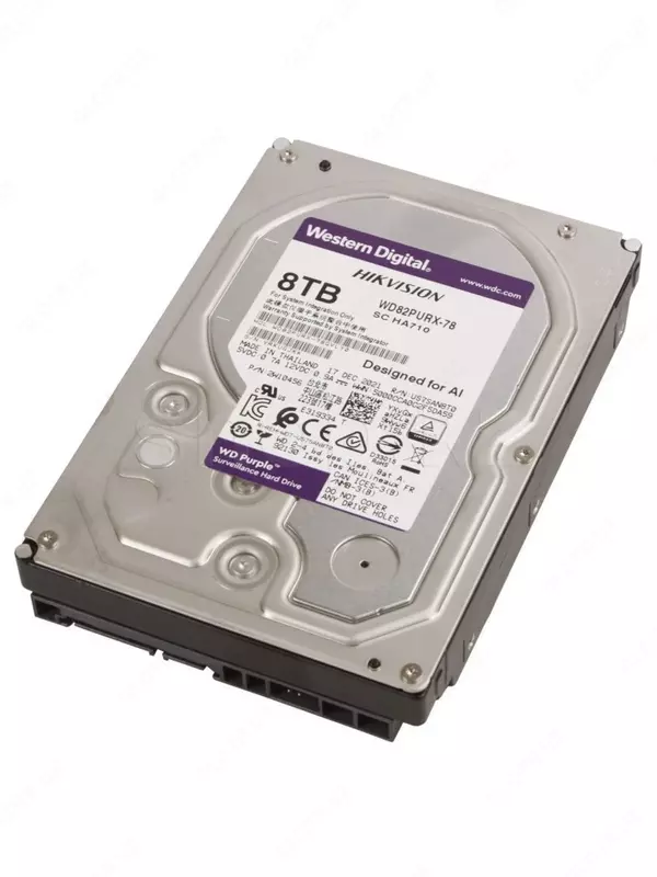 WD80PURX-78 WD Purple (Binafsha) 8TB HDD — videokuzatuv uchun professional disk  Hikvision (Original)