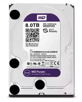 WD80PURX-78 WD Purple (Binafsha) 8TB HDD — videokuzatuv uchun professional disk  Hikvision (RES)