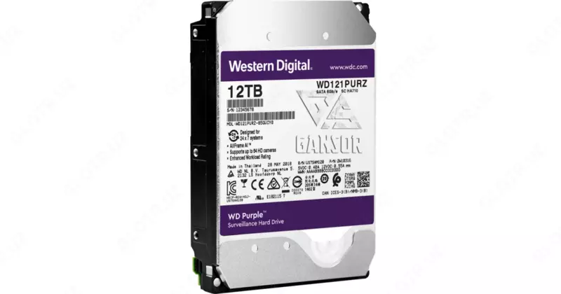  WD121PURA WD Purple (Фиолетовый) 12TB HDD — профессиональный диск для видеонаблюдения  Hikvision (Оригинал) - 