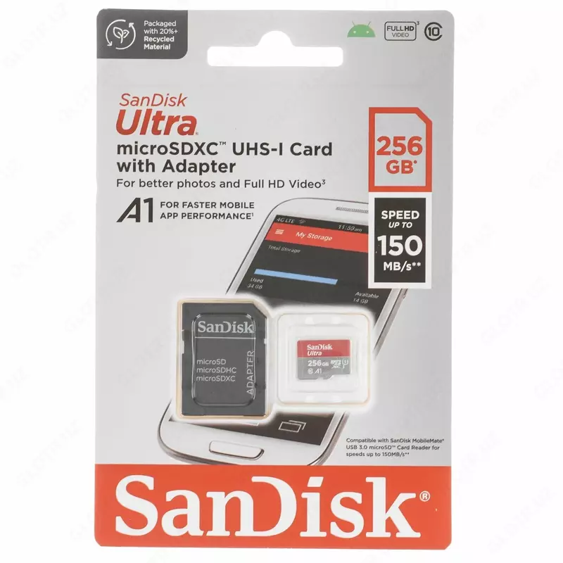   SanDisk Ultra microSD UHS-I 256GB — карта памяти (Class 10  до 100 МБ/с)