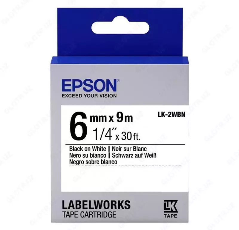 Лента Epson Tape LK‑2WBN Std Blk/Wht 6 mm × 9 m
