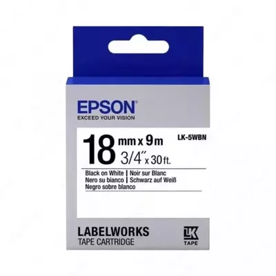 Лента Epson Tape LK‑5WBN Std Black/White 18 mm × 9 m
