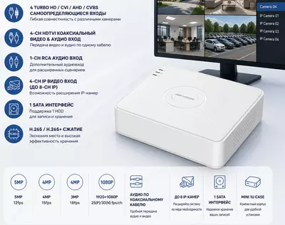 Видеорегистратор DS-7104HUHI-K1(STD)(S)