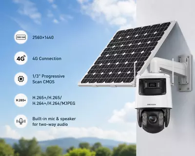 Simsiz quyosh paneli bilan 4G PT kuzatuv kamerasi DS-2DE2C400IWG-K/4G/C05S10 2.8MM
