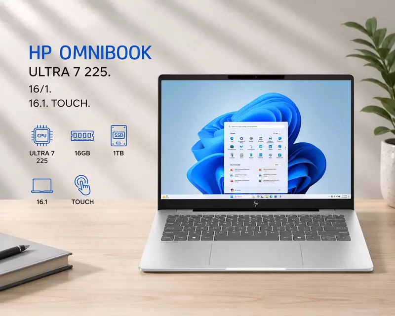 Ноутбук HP omnibook ultra 7 225. 16/1. 16.1. Touch