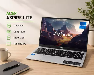 Ноутбук ACER ASPIRE LITE / I7-13620H / DDR5 16GB / SSD 512GB / 15.6 FHD IPS