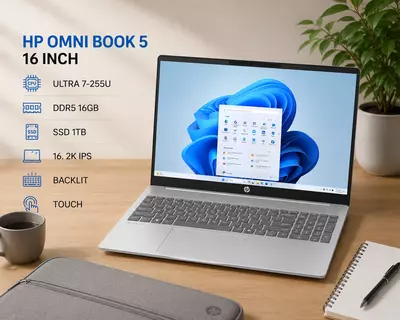 Ноутбук HP OMNI BOOK 5 16 INCH / ULTRA 7-255U / DDR5 16GB / SSD 1TB / 16. 2K IPS / BACKLIT / TOUCH