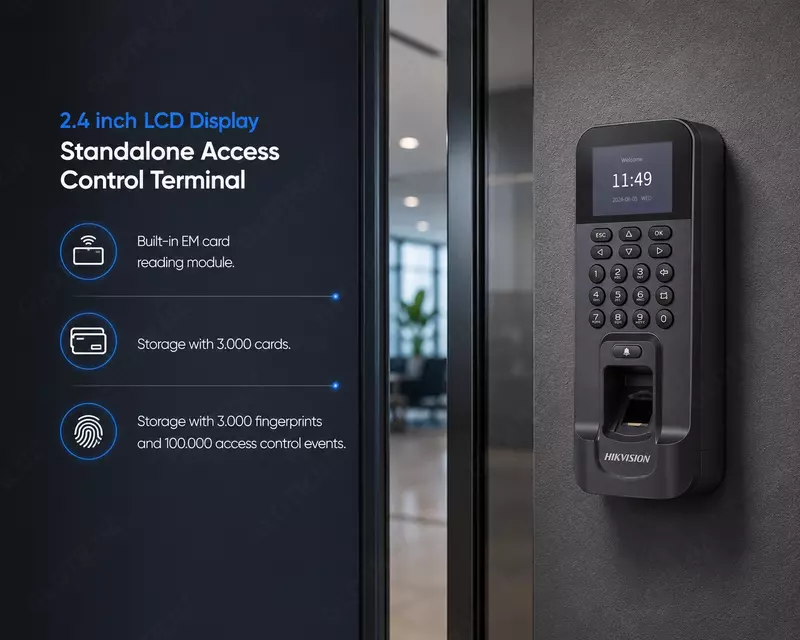 DS-K1T804BEF biometrik kirishni nazorat qilish terminali (barmoq izi va EM karta bilan ishlovchi kirish nazorati terminali)