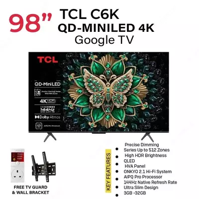 98" Телевизор TCL QLED 98C6K 4K UHD SMART Google