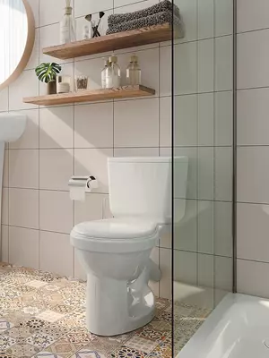 Unitaz-kompakt Santek Briz diagonal chiqishli, 1 rejimli, polipropilen o‘rindiqli