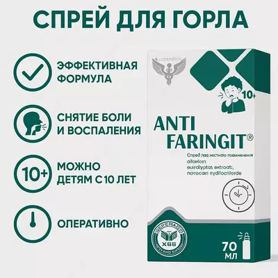 AntiFaringit - Yallig‘lanishga qarshi va antiseptik ta’sirga ega tabiiy tomoq spreyi