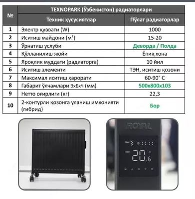 от 1 250 799.9 сум / шт Электрические панельные радиаторы АКФА Hybrid