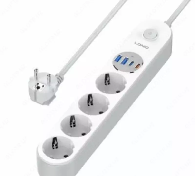 Кабель питания POWER / сетевой фильтр  5 розетки / 10 м (2TYPE-C  с 2USB-A)