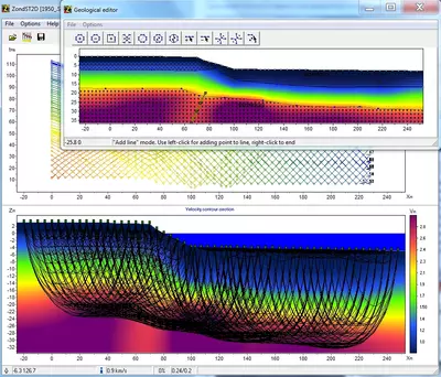 Программа для двумерной обработки и интерпретации данных сейсмической томографии-ZondST2d Saber Technology