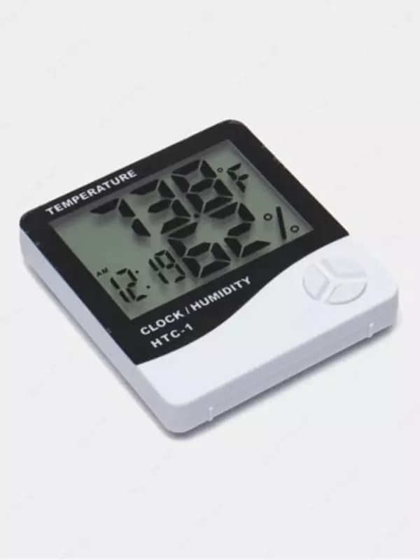 Термометр гигрометр с часами и будильником HTC-1
