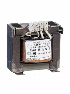 Трансформатор понижающий ОСО-0.4 кВА 220/24 В