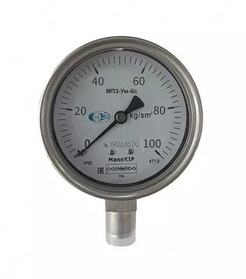Манометр коррозионностойкий МП3-Ум-Kc с диапазоном до 100 кгс/см² (Арт. - 1188990)