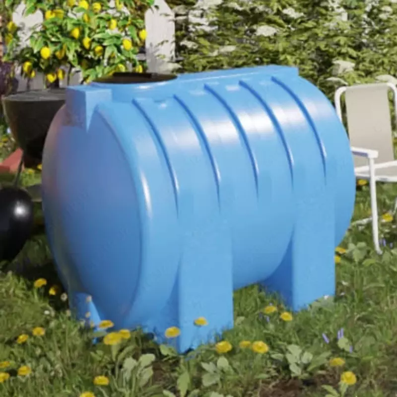  Емкость горизонтальная Ирпласт ЭВГ-Р 5000  объем 1500 литров  отводы (Арт. - 1246431) Голубая Только в розницу