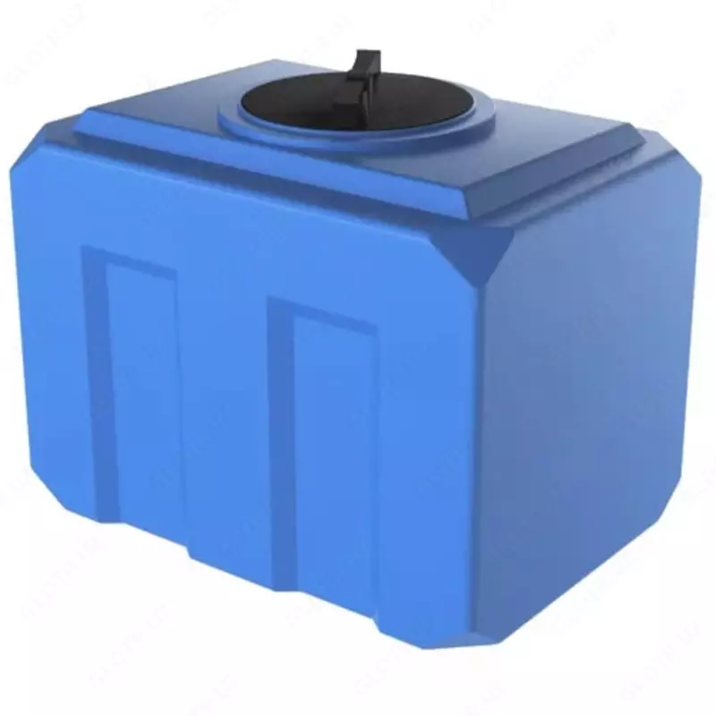 Емкость прямоугольная Ирпласт К-150  объем 150 литров  с крышкой 350 мм  отвод (Арт. - 1246438) Голубая