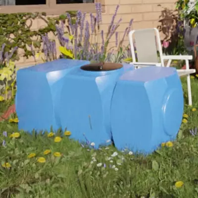   Емкость горизонтальная Ирпласт K 800  объем 800 литров  отвод (Арт. - 1246483) Голубая