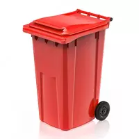 Chiqindi konteyneri (mobil) 360 litr  plastik (1249595-modda) Qizil