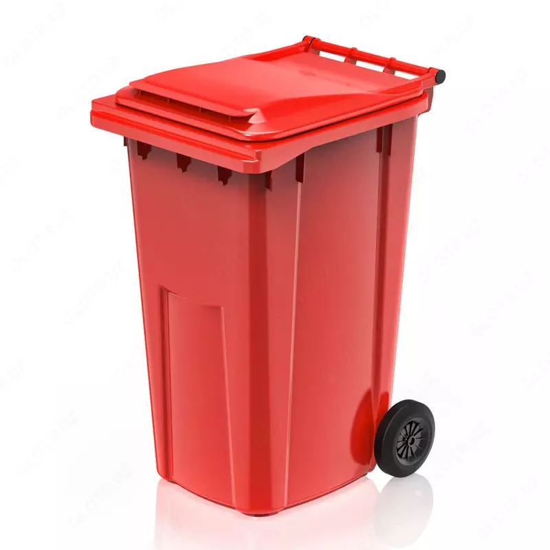 Chiqindi konteyneri (mobil) 360 litr  plastik (1249595-modda) Qizil