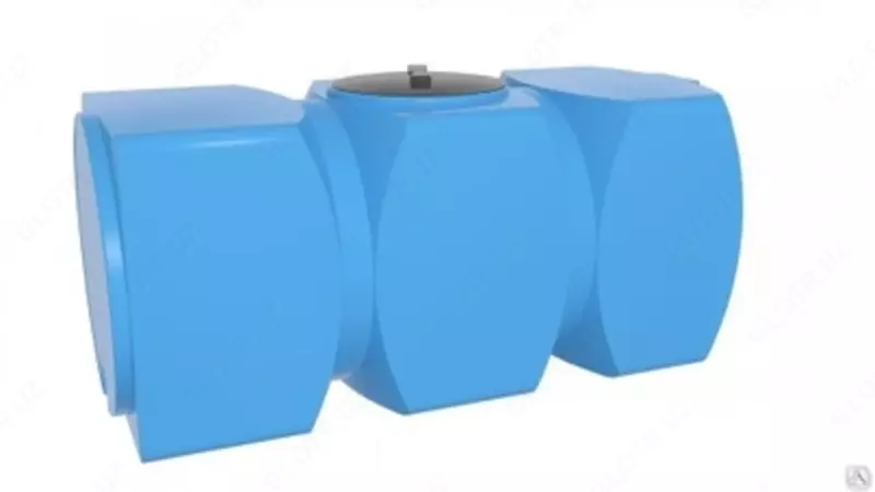  Ёмкость К 500 л горизонтальная голубая с отводом - 