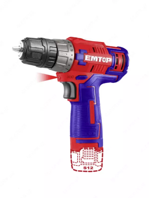 Аккумуляторная дрель-шуруповерт "Emtop" ECDL12620