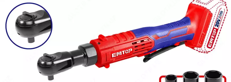 Аккумуляторный трещоточный гайковерт "Emtop" EDRL2060151