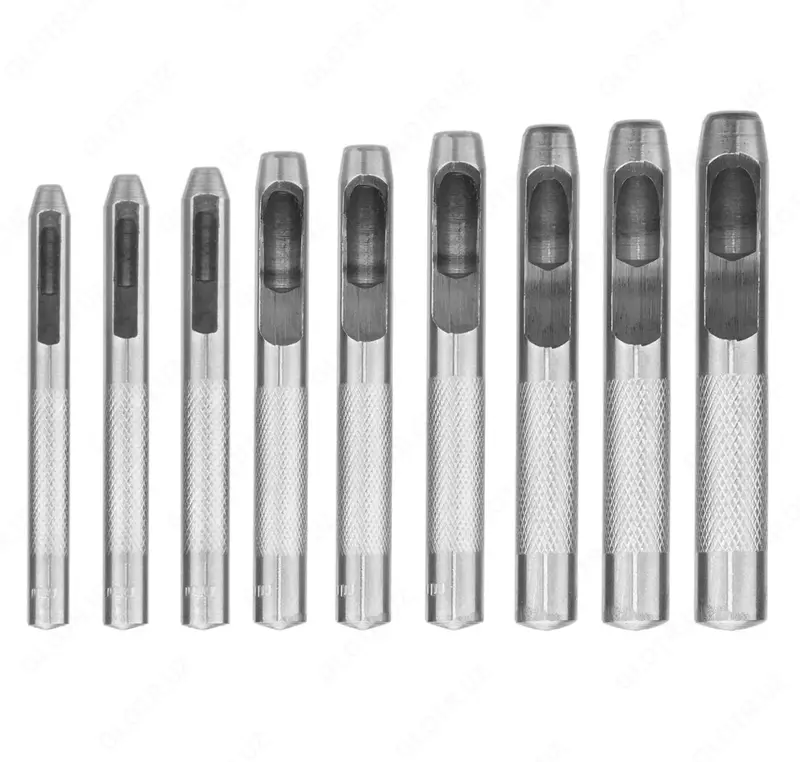 Набор инструментов для кожи (стальные пробойники) "EMTOP" EMCC7509 — 9 предметов