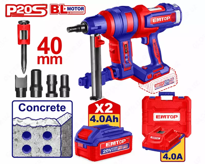 Akkumulyatorli beton uchun montaj pistoleti