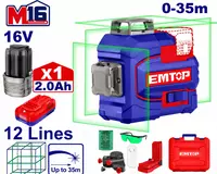 Аккумуляторный 3D лазерный уровень с зеленым лучом