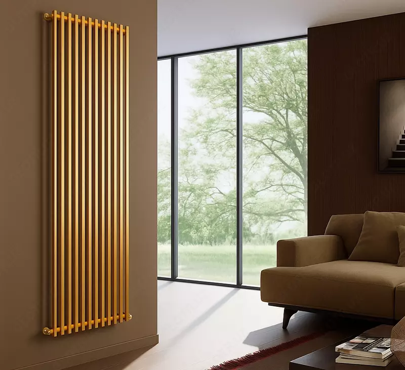 Vertikal po‘lat radiator Natalia Brushed Gold Chakana savdo