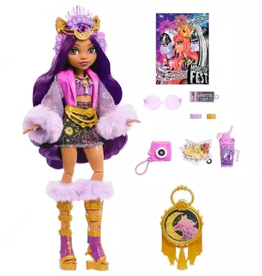 Monster High Monster Fest – Clawdeen Wolf с гламурным нарядом и аксессуарами для фестиваля Только в розницу