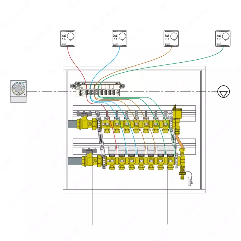  CALEFFI Монтажная колодка управления приводов — 4 канала - 