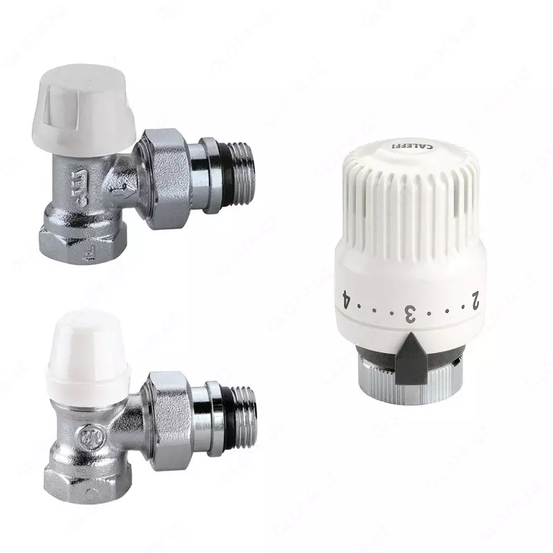 CALEFFI Пара радиаторных кранов с термоголовкой (в комплекте)
