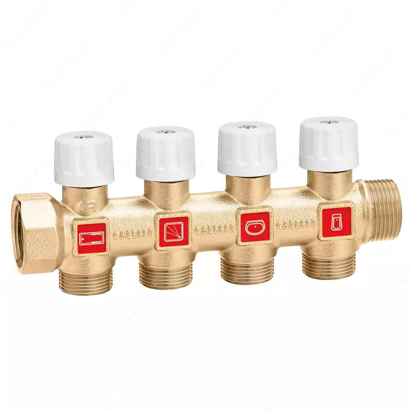 CALEFFI Коллектор с вентилями-отсекателями для тёплого пола 3/4″ × 5